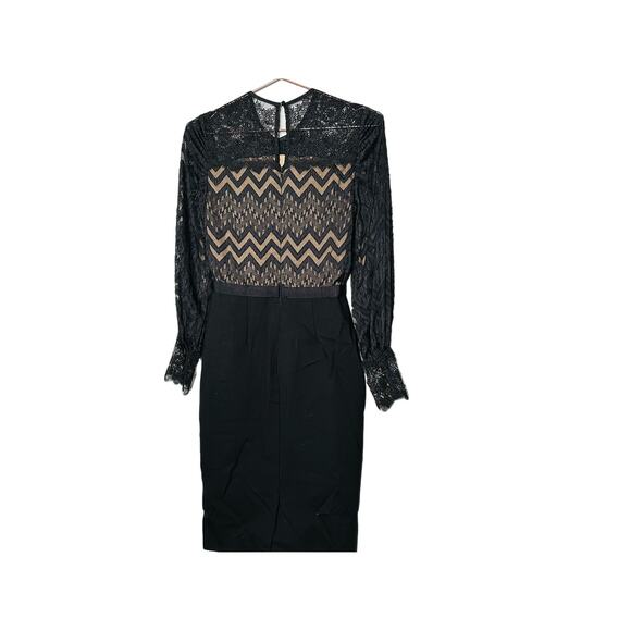 CATHERINE DEANE Black Button Front Noelle Lace Style Midi Dress Size US 4 - Picture 2 of 9